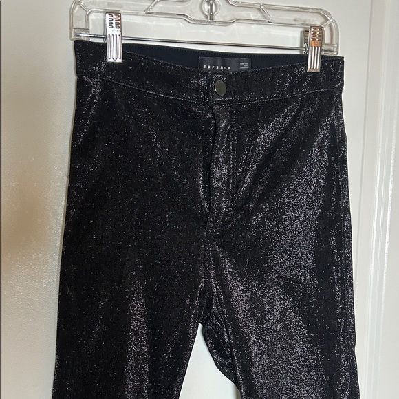 Topshop Shimmering Black High Rise Skinny Pants - Picture 3 of 8